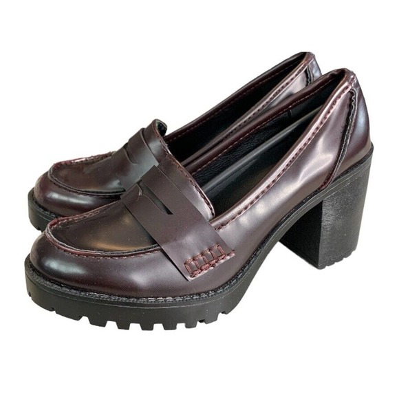 VTG Y2K 90’s Red Platform Chunky Heeled Loafers‎ Size 7 Dolce By Mojo Moxy - Picture 1 of 6